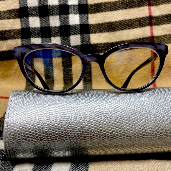 Gray Metallic Paint CatEyeFramesBlue LightBlockClearLensesEyeglasses NeverUsed - Picture 9 of 12